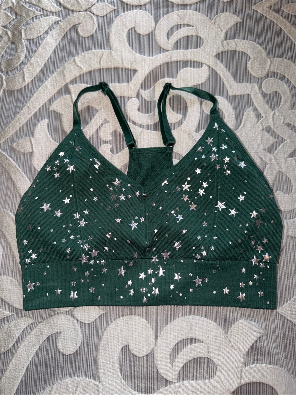 Green Star-Print Bralette